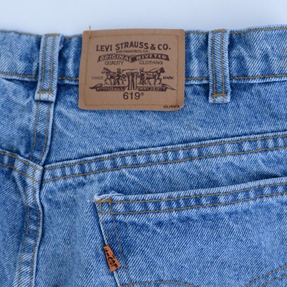 Vintage 90s Levi's 619 Straight Leg Light Stone Wash Blue Denim Jeans - Size 33 - Picture 11 of 16